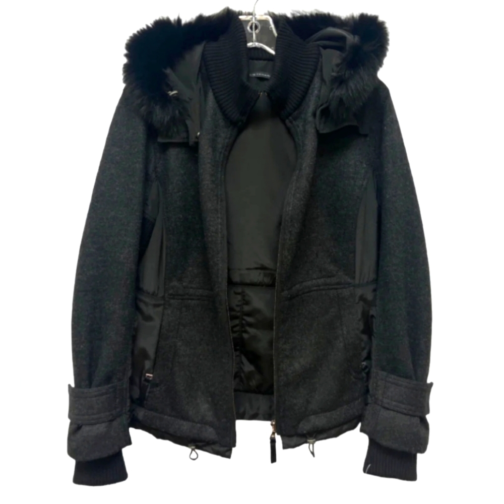 ELIE TAHARI WOOL Hooded warm JAQUET SIZE S